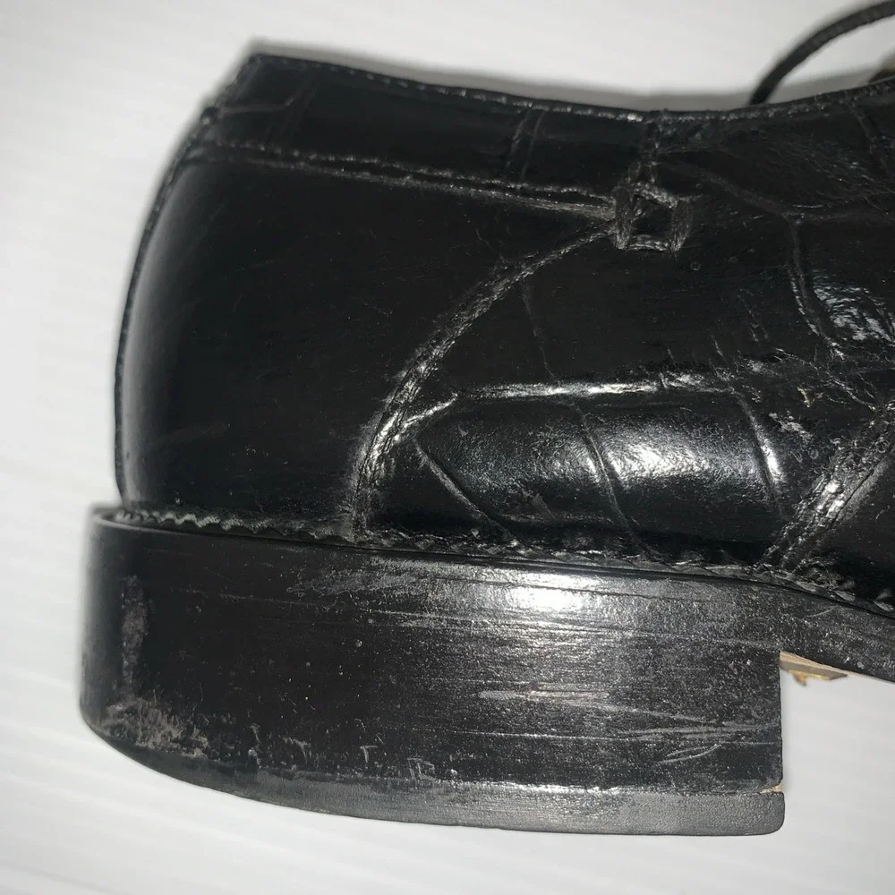 Stacy Adams Genuine‎ Snake Oxford dress shoes 10M square toe lace-up Black
